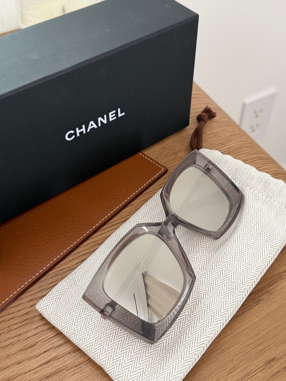 CHANEL Oversized Square Sunglasses in Smoke Grey